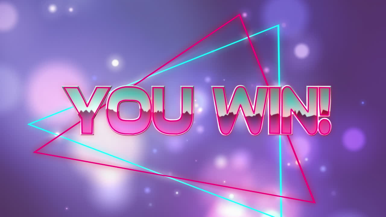 파란색 배경의 밝은 반점 위에 텍스트를 이기는 애니메이션