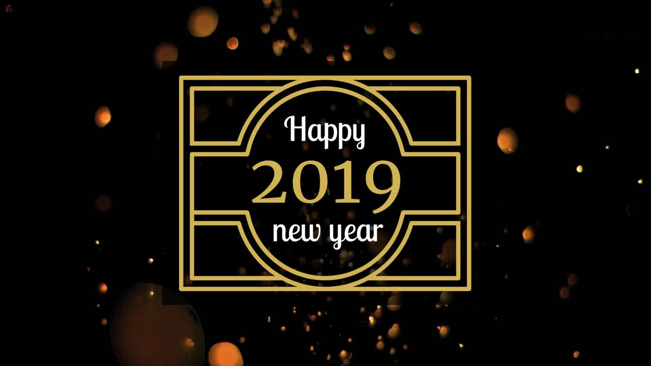 Firework against New Year 2019 sign 4k