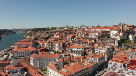 aerial shot of the coastal northern city of porto, portugal