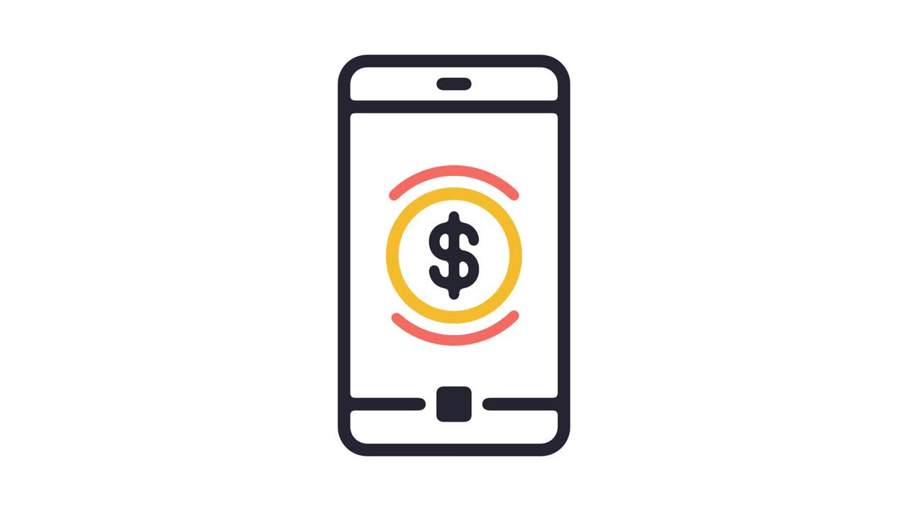 animación del icono de la línea bancaria móvil con alfa