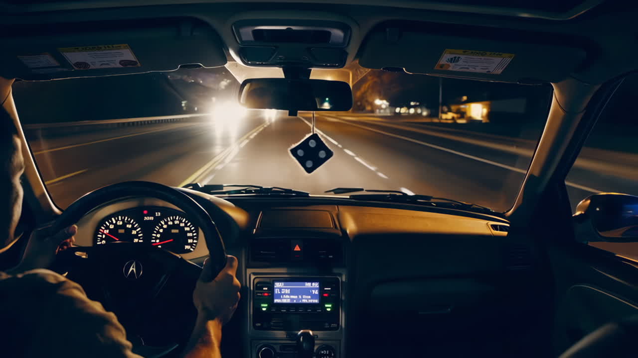 viaje nocturno en la autopista