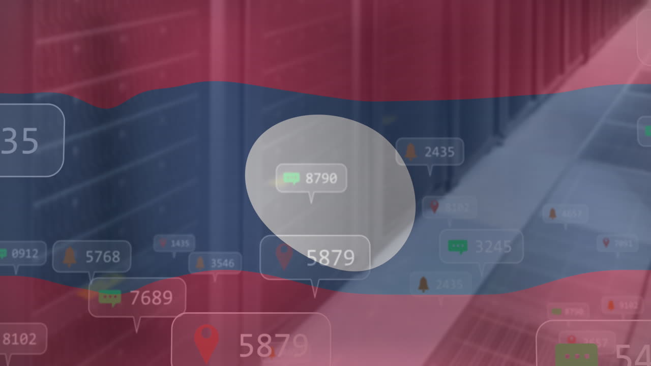 서버  ⁇ 에 대한 라오스의  ⁇ 발 위의 알림 바에 있는 숫자와 아이콘의 애니메이션