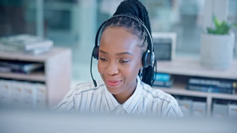 Black-woman,-call-center-and-consulting