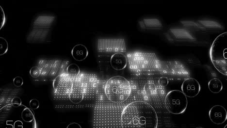 5g 텍스트 및 바이너리 코딩을 통해 디지털 데이터 처리의 애니메이션