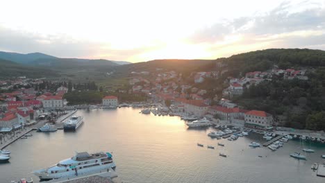 golden sunset on hvar island in croatia