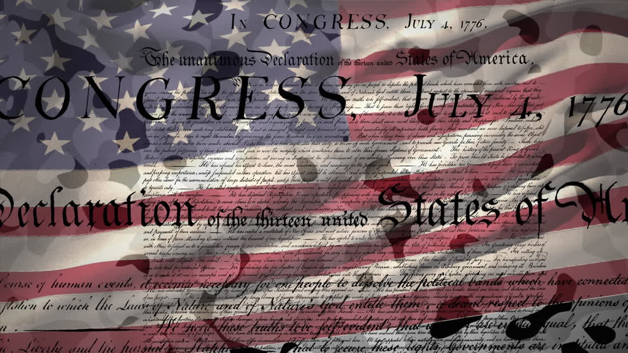 위장 배경에 미국 국기를 흔들고 있는 미국 헌법 스크립트