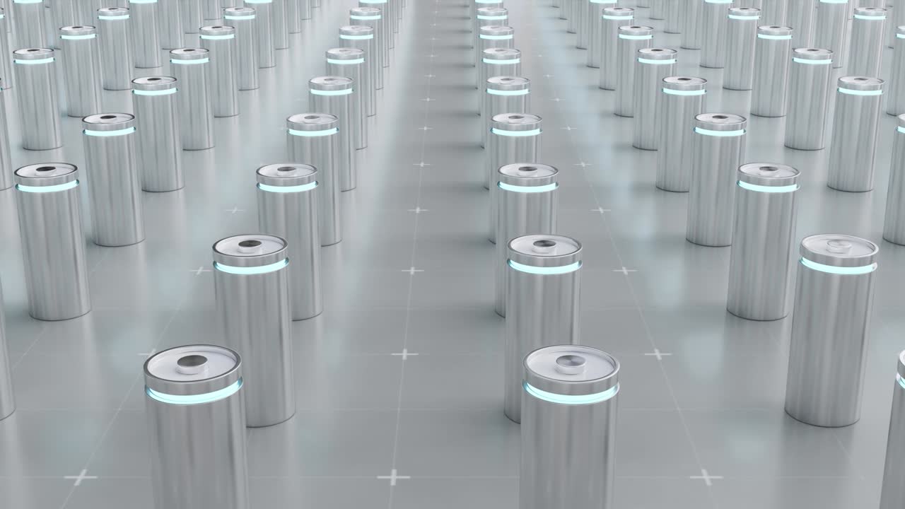 3d-рендеринг зарядки литий-ионной батареи на заводе