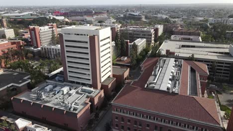 university of southern california campus, rising aerial over building