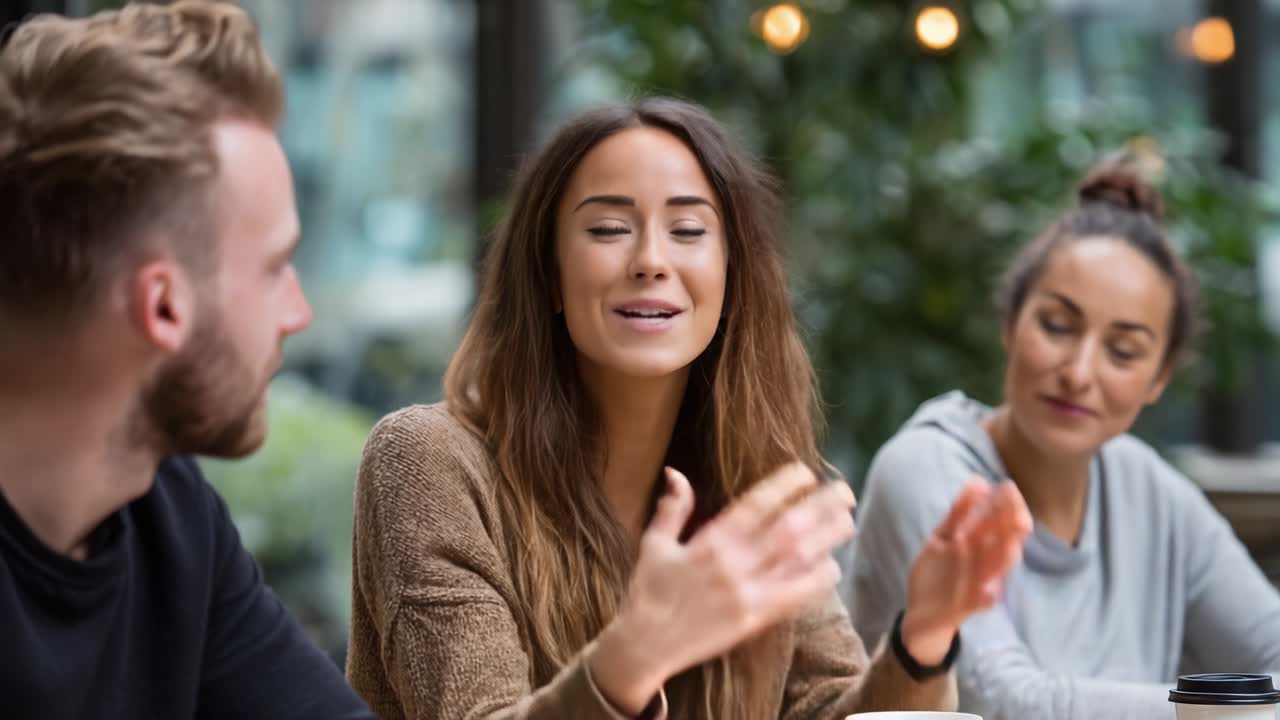 Engaging Conversations Among Friends in a Cozy Café Setting, Highlighting Laughter, Connection, and the Genuine Joy of Sharing Thoughts and Stories with One Another in a Comfortable Social Environment