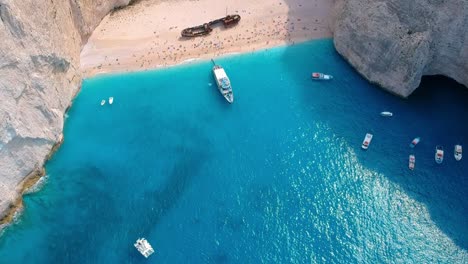 shipwreck beach, or navagio beach, in greece on mediterranean coast