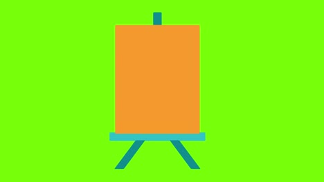 animation of an easel on a green screen background