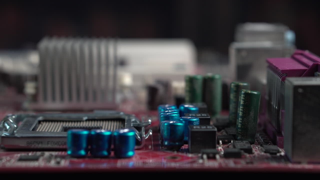 Electronic Waste Recycling, Computer Motherboard Details, Close Up