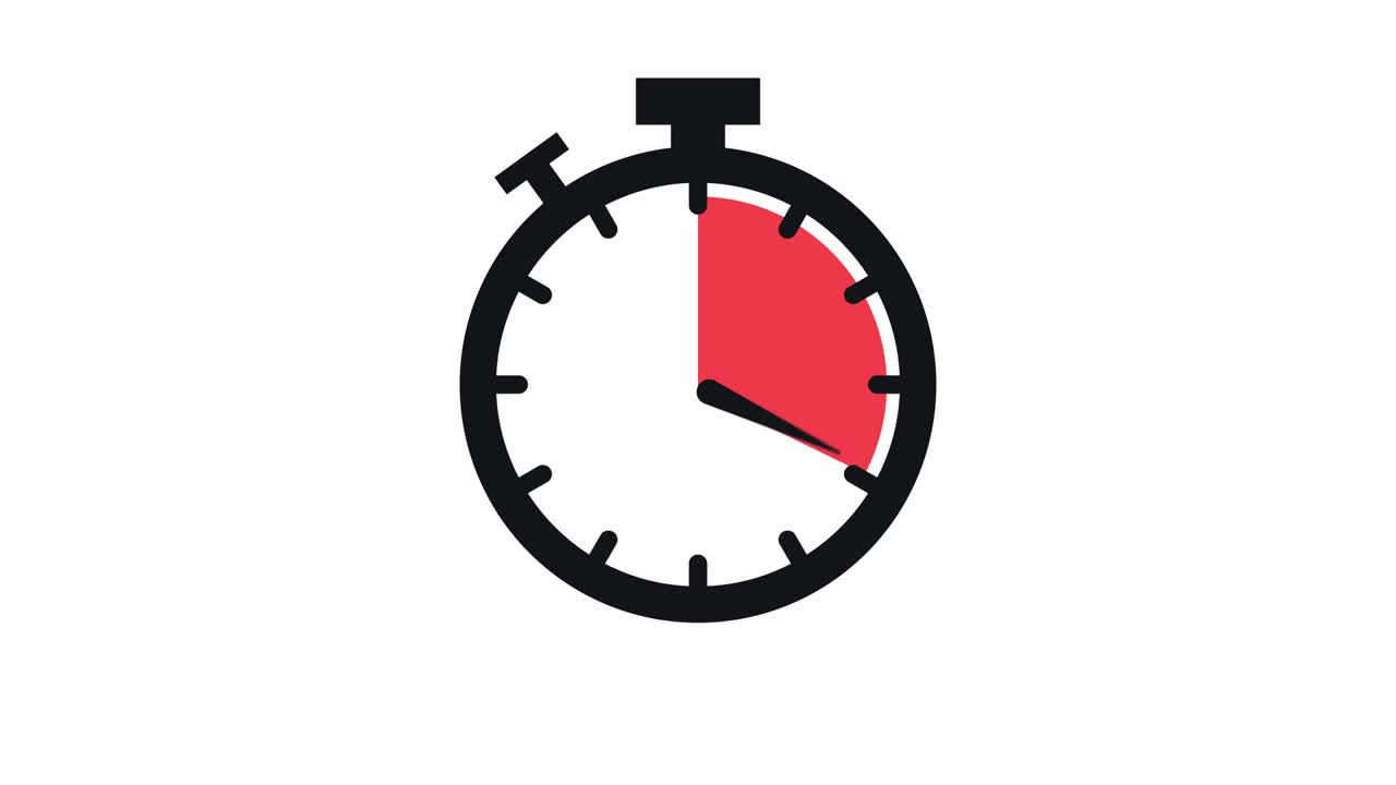 The 35 minutes, stopwatch icon. Stopwatch icon in flat style, timer on on color background. Motion graphics.