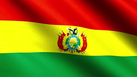 bucle sin costura 4k vdo. bandera nacional de bolivia soplando en el viento aislado. diseño abstracto patriótico oficial. ilustración de renderización 3d del símbolo del signo ondulante.