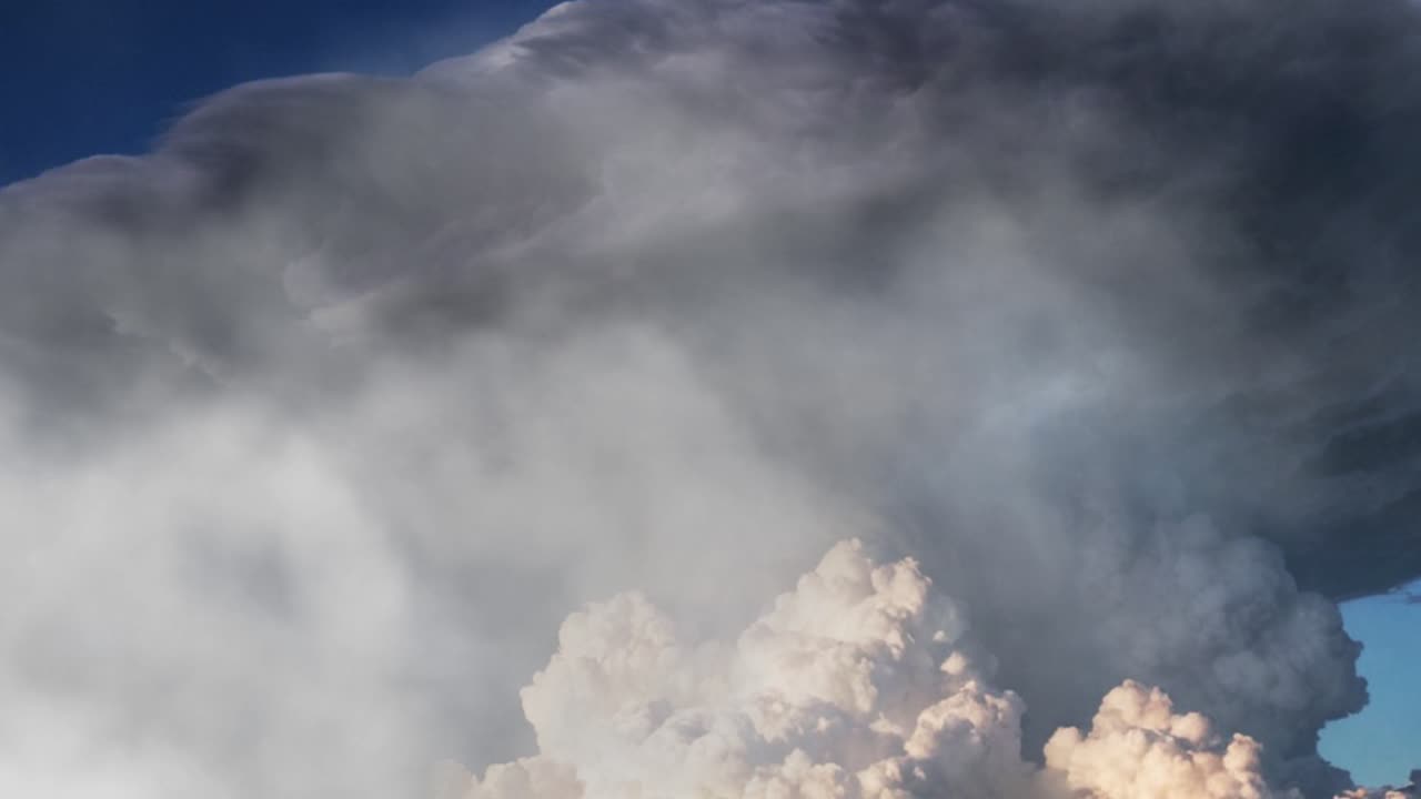 dark sky and lightning strikes inside the clouds