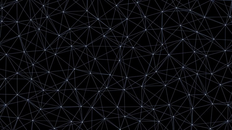 Moderne abstrakt digitalt netværksweb, glødende plexus af hvide prikker forbundet af tynde linjer på en dybsort baggrund, loopbar højteknologisk designanimation