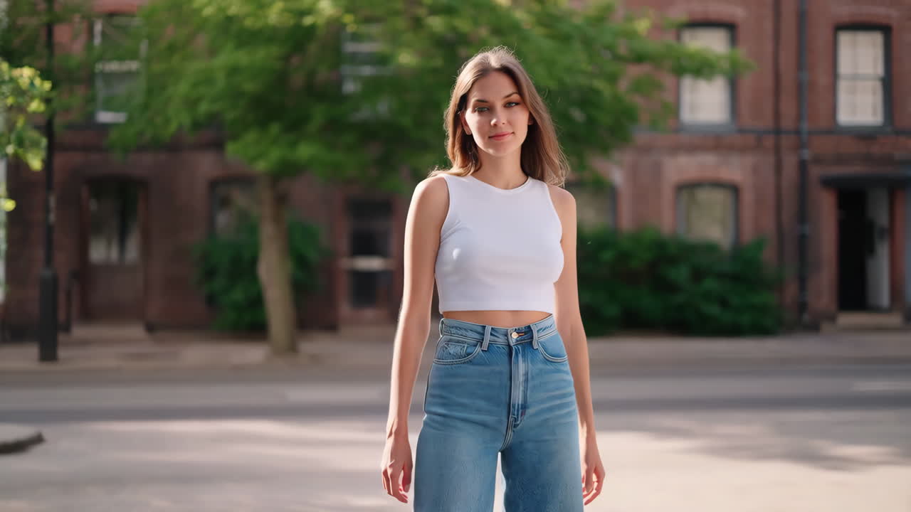 A woman in street style fashion posing outdoors