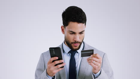 Phone,-credit-card-and-business-man-with-online