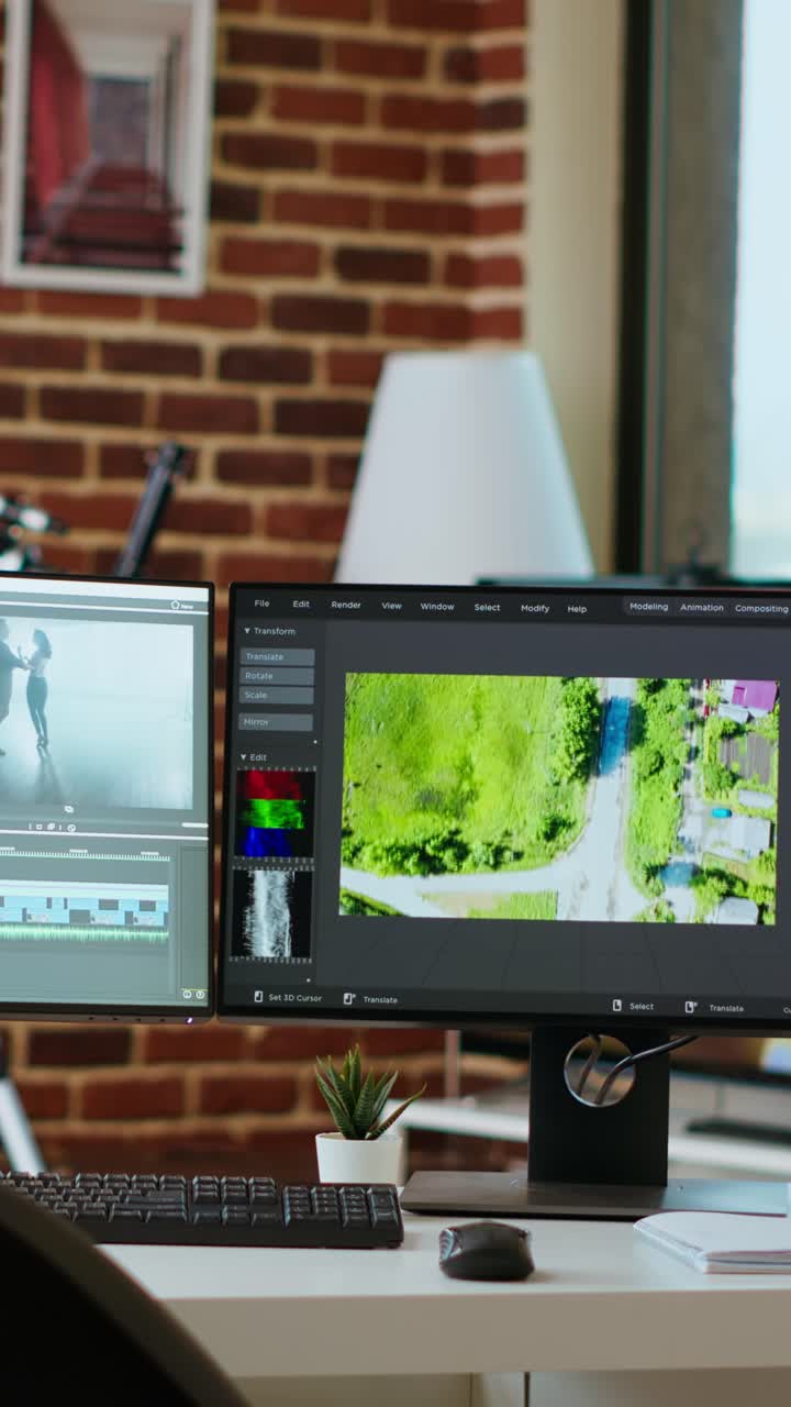 Video verticale Area di lavoro vuota dello studio creativo utilizzata per il mixaggio di musica e la modifica delle timeline