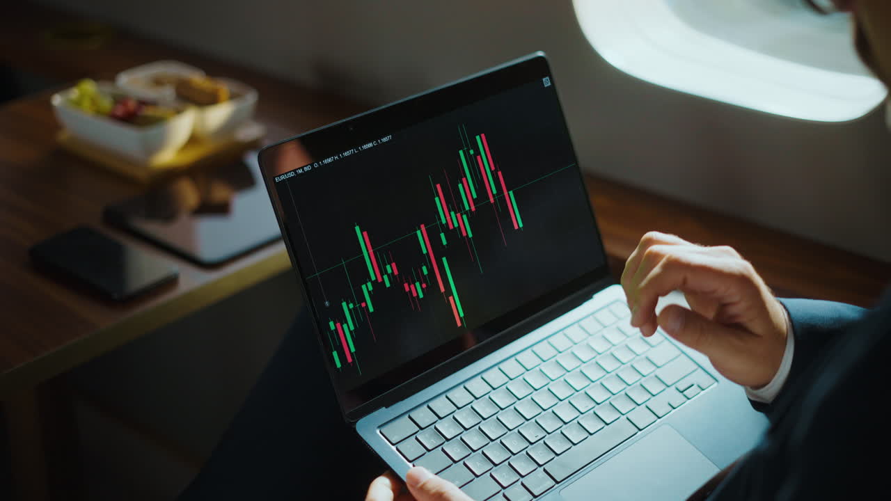 Analyzing Stock Market Charts on a Private Jet