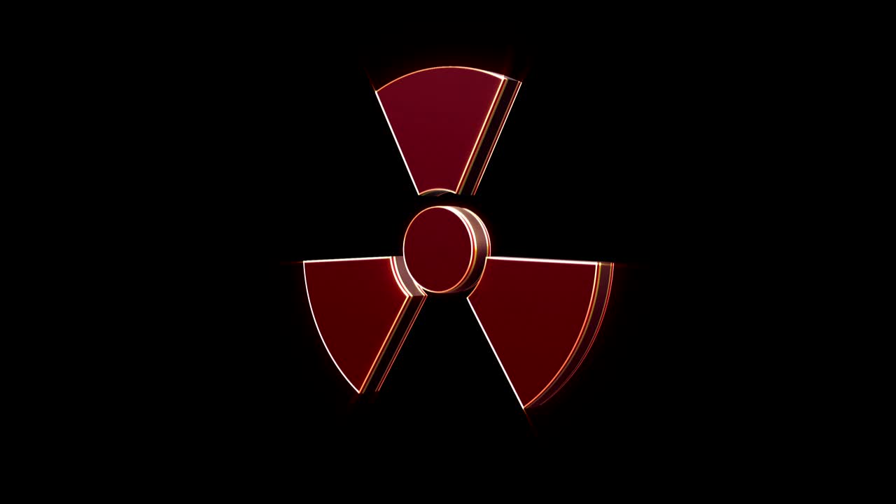símbolos de peligro nuclear, animación, con canal alfa, bucle
