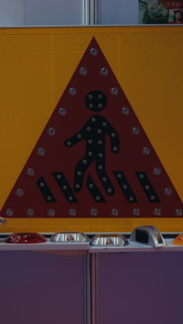 pedestrian crossing warning sign with reflective elements