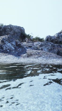 calm water on a rocky beach