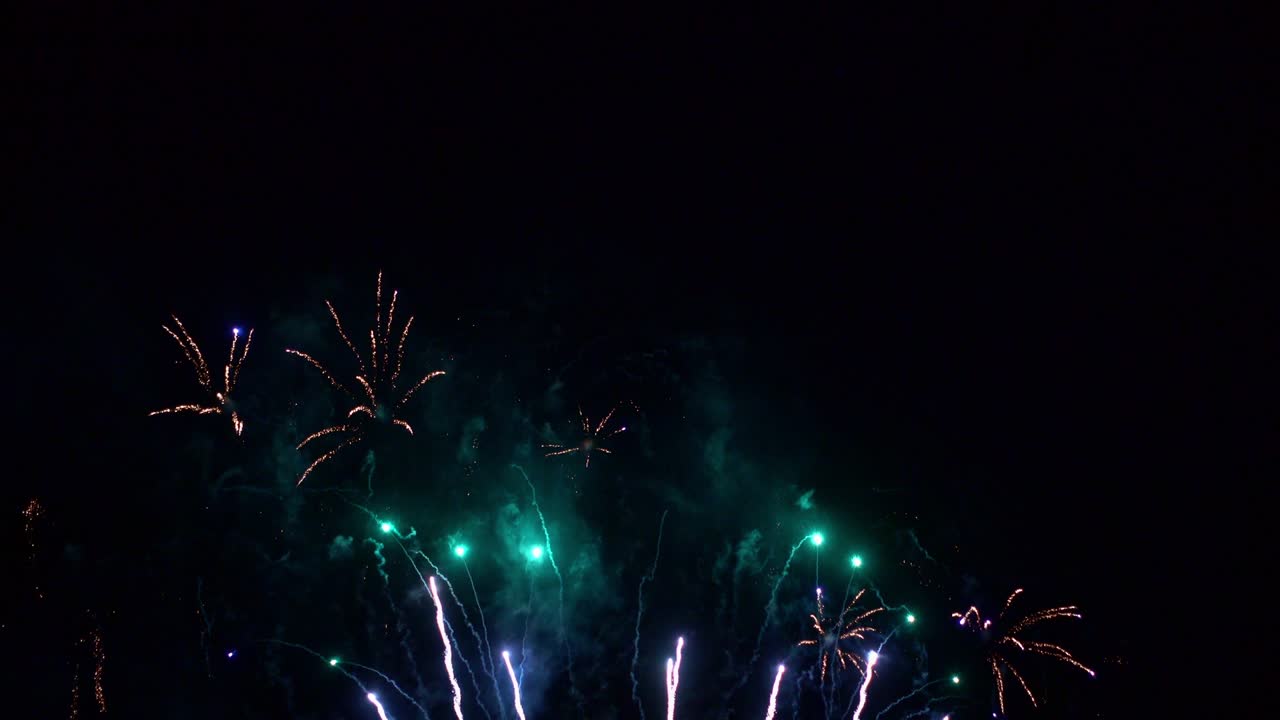 Beautiful colourful fire work display at night for celebration in festival