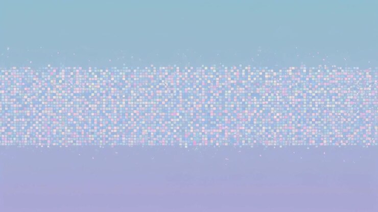 Clip in cui si vede una banda statica screziata che scompare e riappare su uno schermo digitale, color pervinca e lavanda