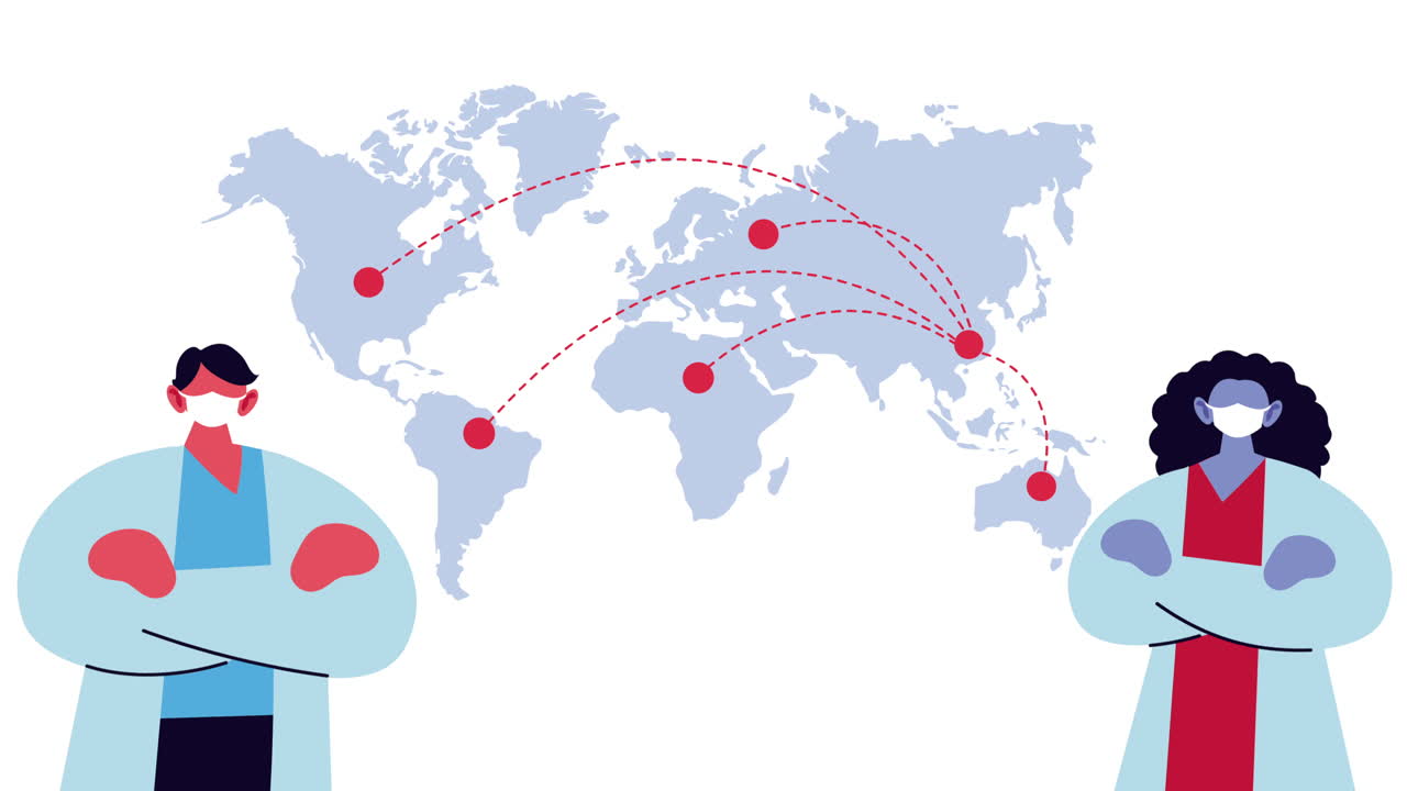 코로나19를 예방하기 위해 얼굴 마스크를 사용하는 의사 부부