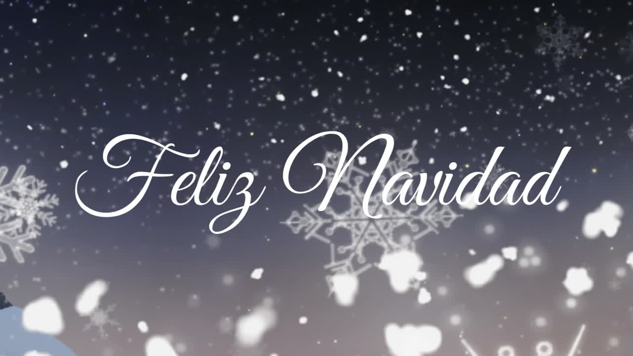 animación de feliz navidad felicitaciones de navidad texto sobre la nieve que cae