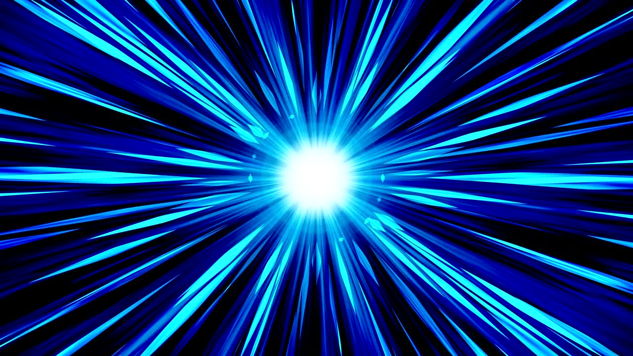 우주에서의 스타버스트 광선 - 만화  루프 애니메이션 - 미래 기술 개념 배경 - 선으로 된 폭발 별