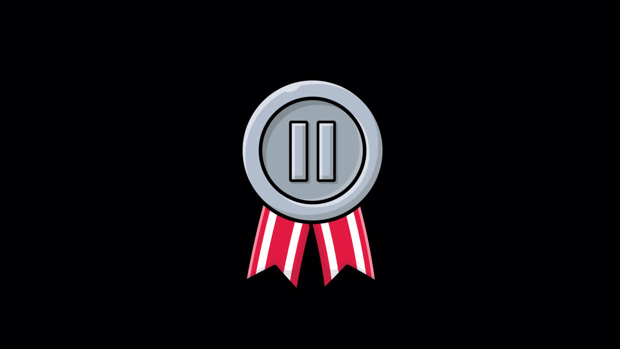 Animated Silver Second Place Medal with Red Ribbons