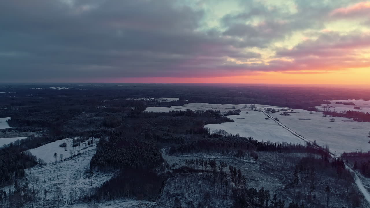 Dramatic landscape drone footage in winter