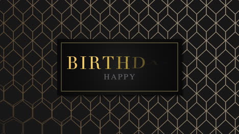 happy birthday with gold cubes pattern on black modern gradient