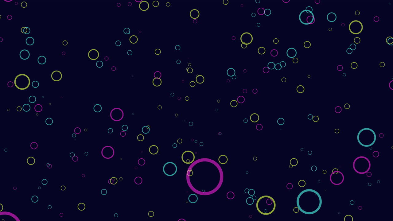 Flying random abstract neon rings in dark galaxy
