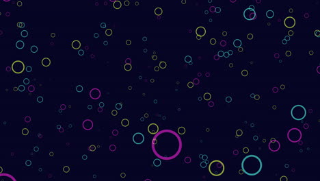 flying random abstract neon rings in dark galaxy