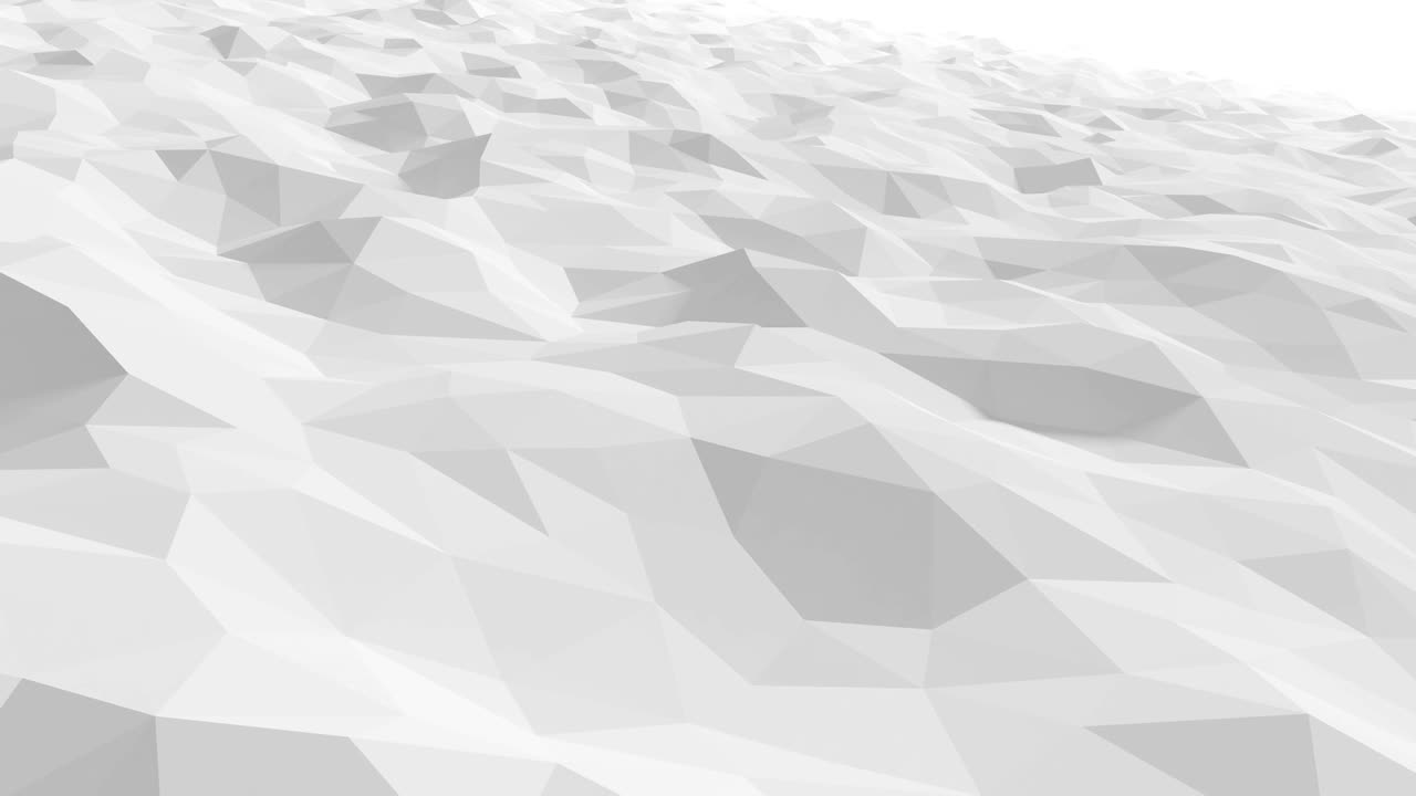 Beautiful White Low Poly Surface Waving in Abstract 3d Animation. Seamless Background in 4k, Ultra HD.