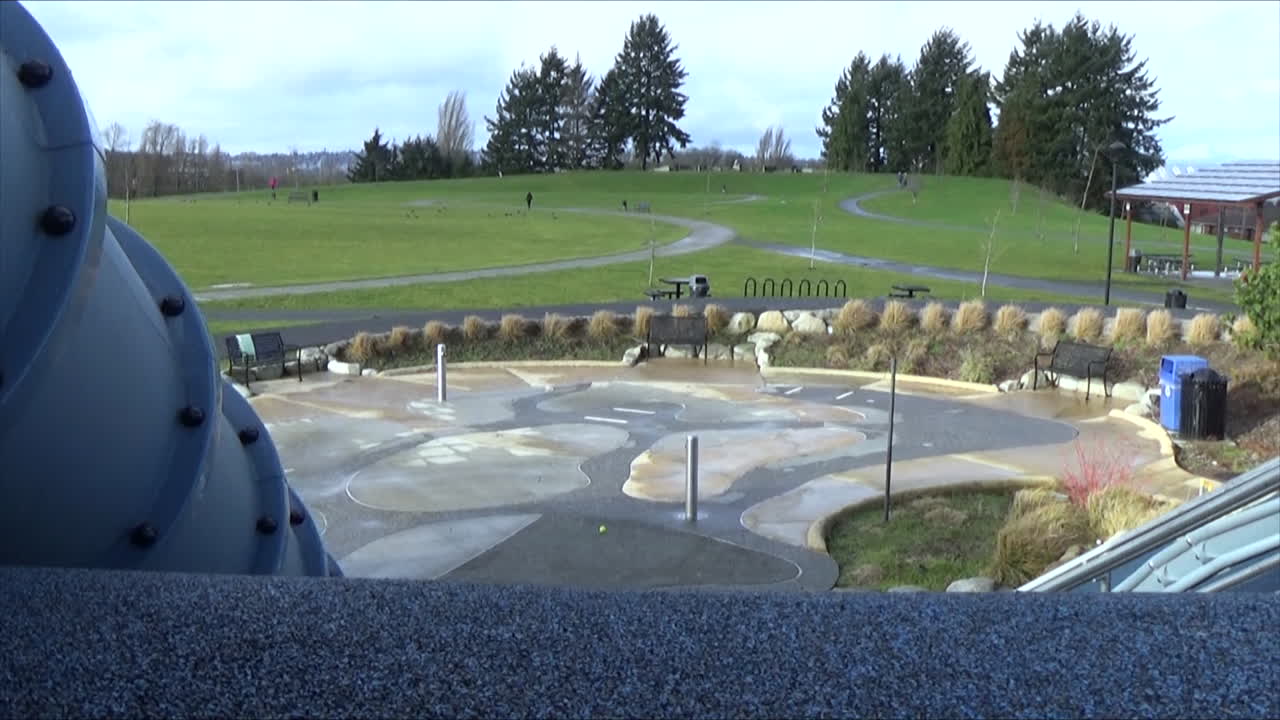 시애틀의 공원을 내려다보는 슬라이더 샷