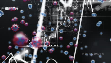 animation of covid 19 cells over statistics and data processing