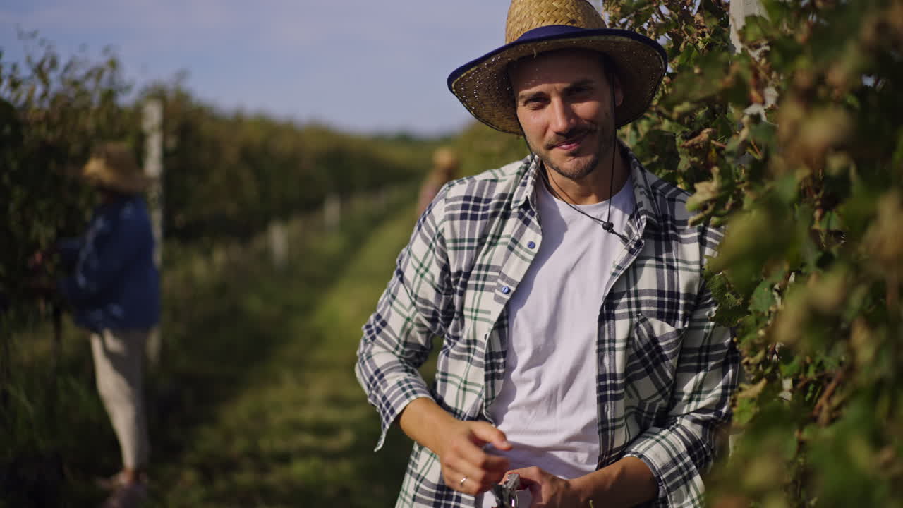 Man in Vineyard with Hat