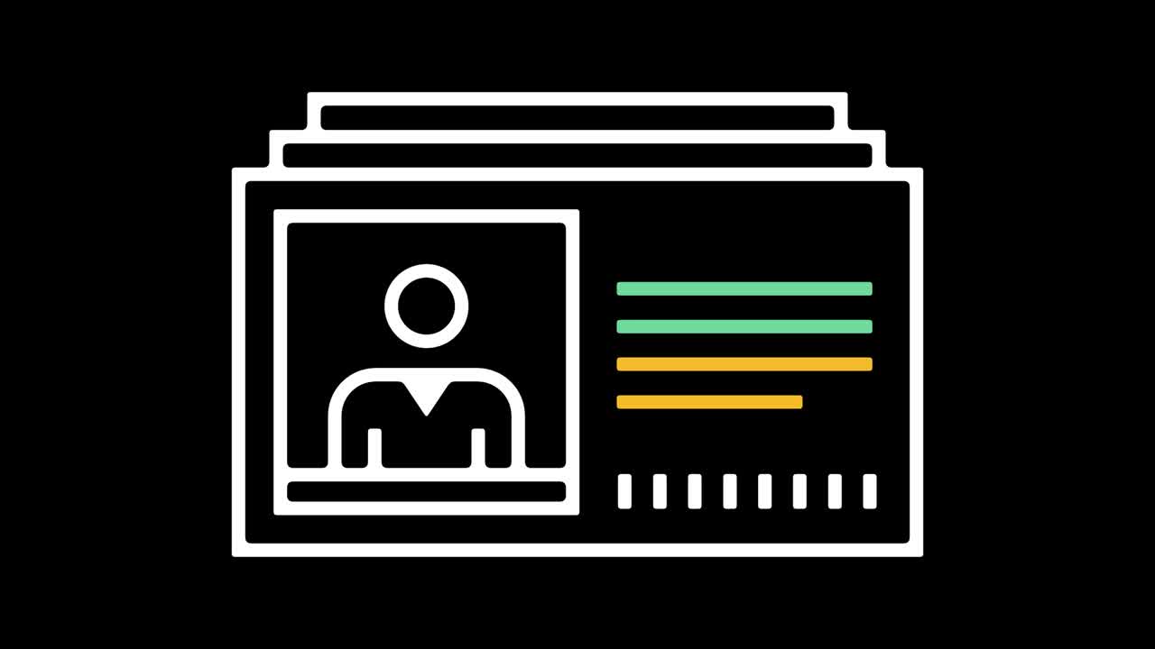 animación del icono de la línea de protección de identidad con alfa