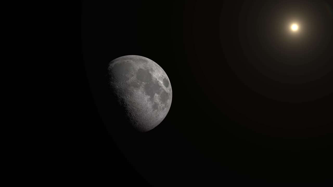 Bela filmagem da lua e do sol no espaço sideral