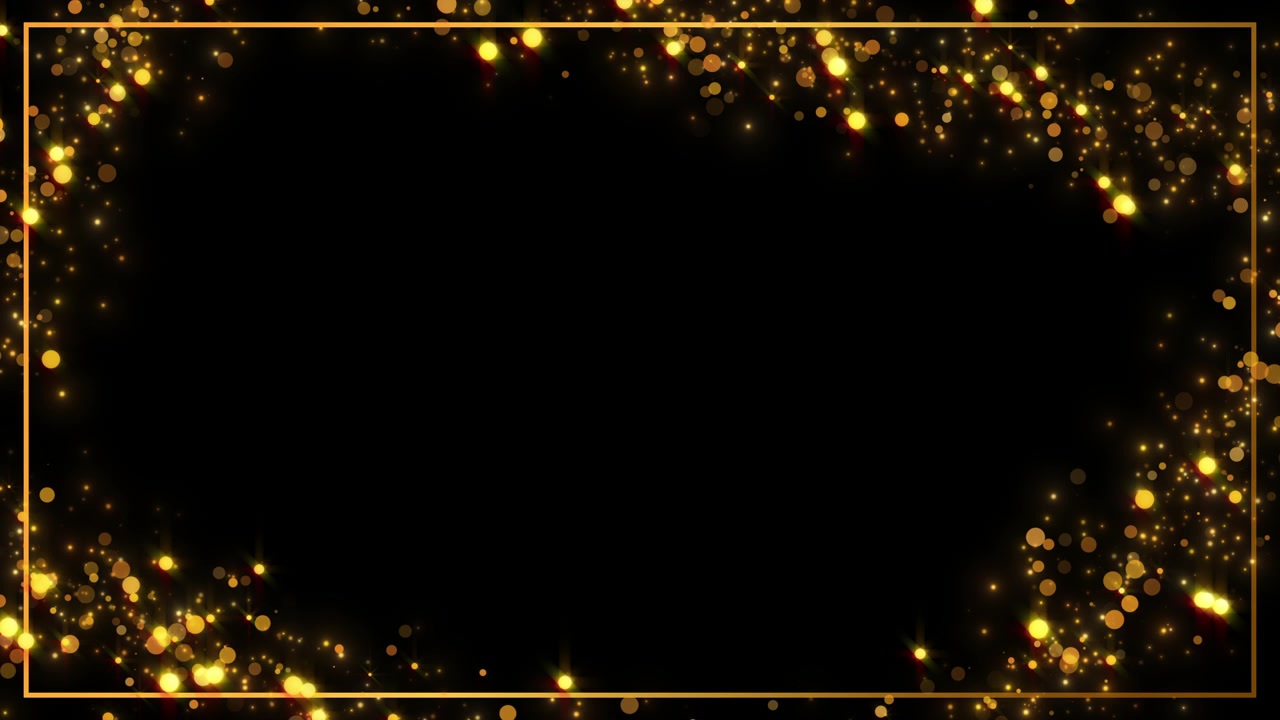 Particelle di glitter dorato che fluttuano all'interno di una cornice rettangolare