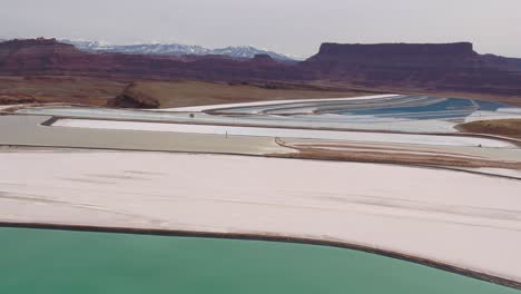 a spectacular 4k drone shot of the potash evaporation ponds in moab, utah