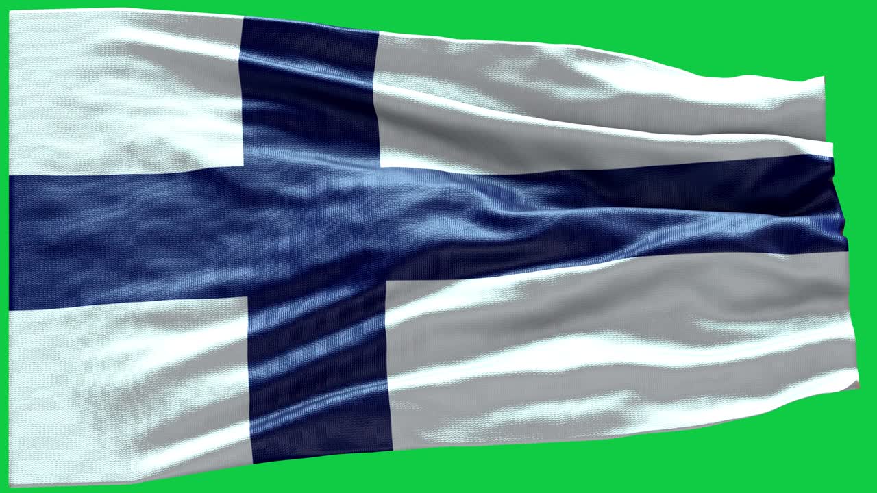 4k Meget detaljeret flag fra Finland - Finlands flag i høj detalje - Nationalflag Finland bølge mønster loopbare elementer