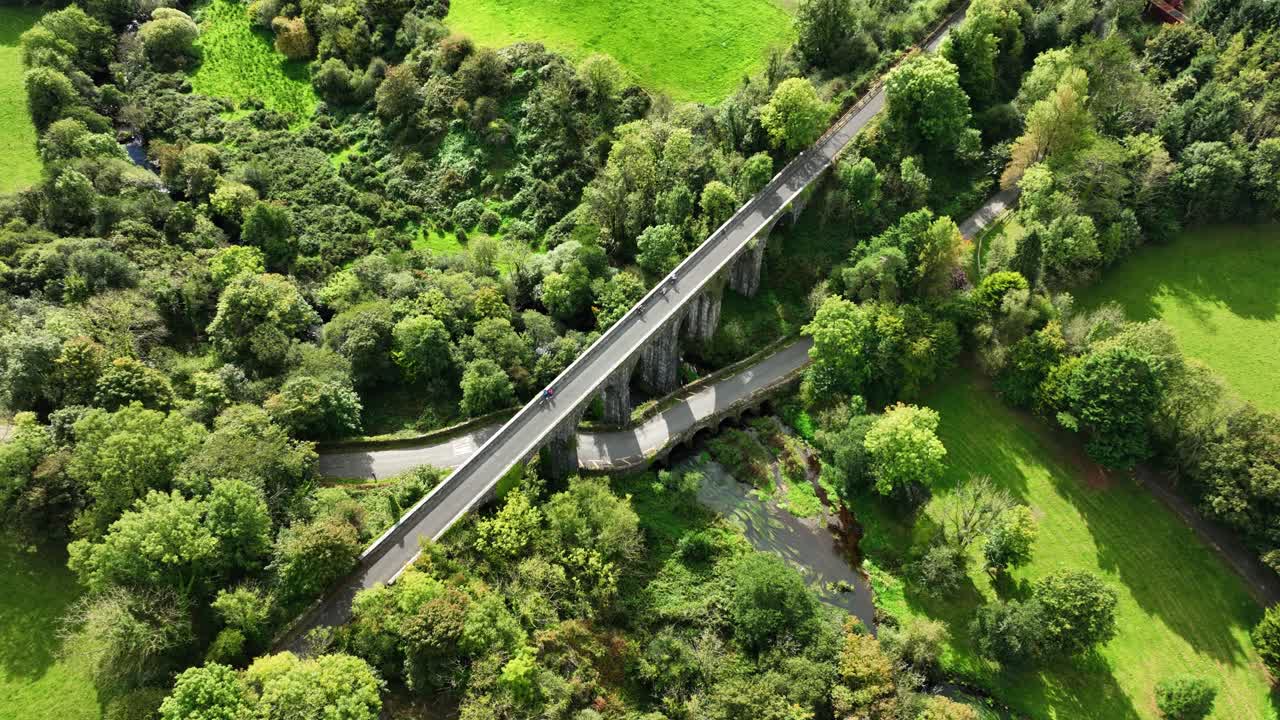 Ireland Epic Locations Drone Landscape view of Durrow Viaduct On The Waterford Greenway impressive railway engineering now a cycleway