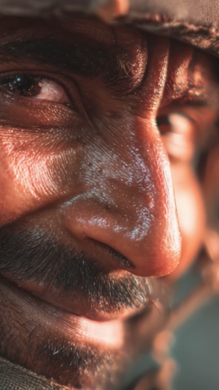 Intense Close-Up of a Man's Expression Captured in a Dramatic Moment, Showcasing Emotions and Strength Through His Eyes and Features