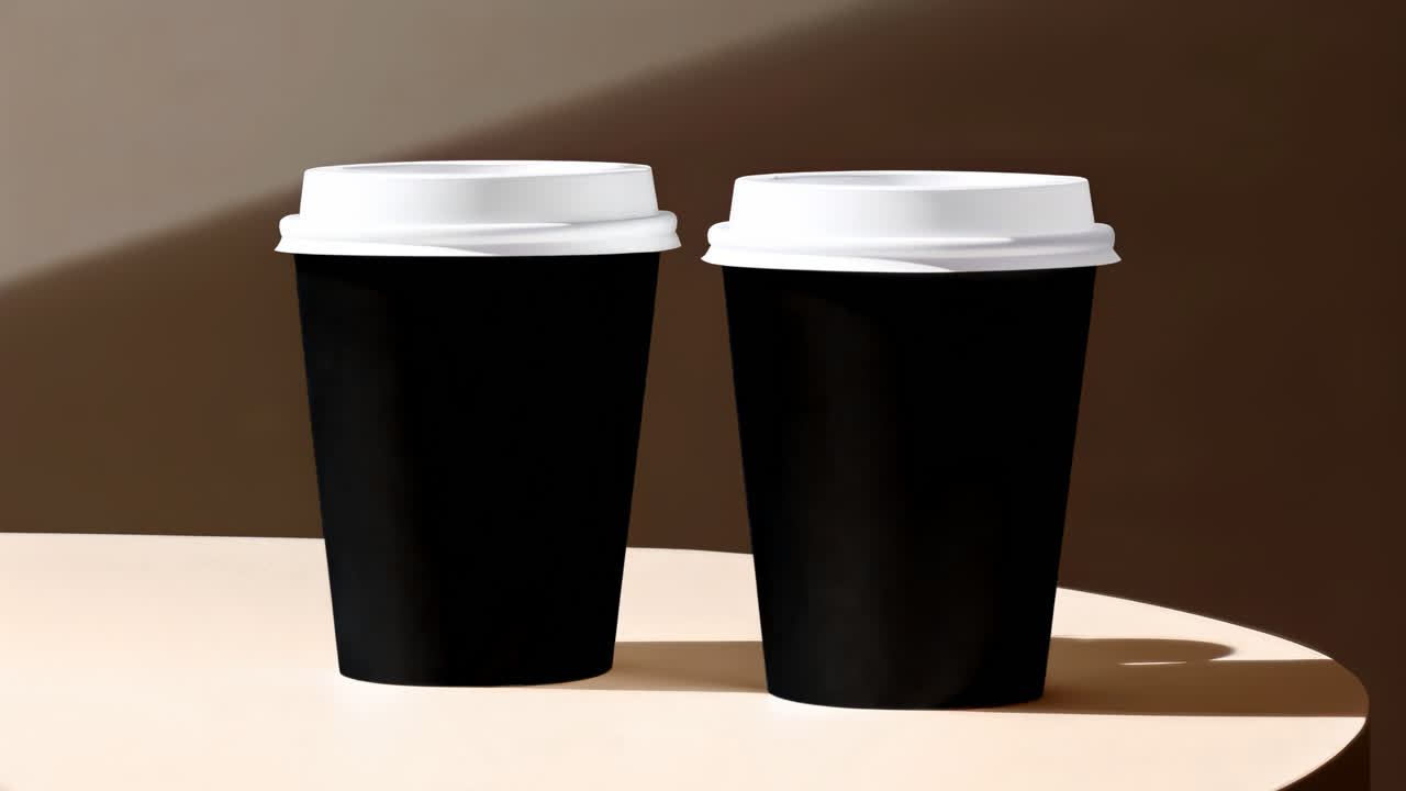 Take out paper coffee cup live mockup animated overlay, transparent 4K video, alpha channel, ProRes