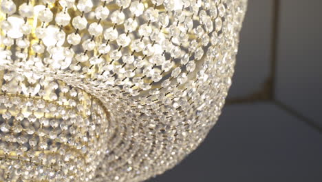 large vintage crystal beaded dome chandelier - close up slow-motion